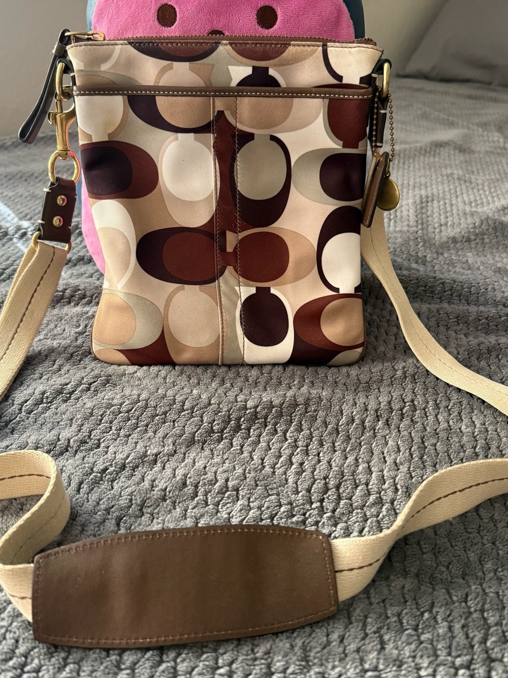Coach Signature Crossbody Bag in Brown, Tan, Cream and Mint